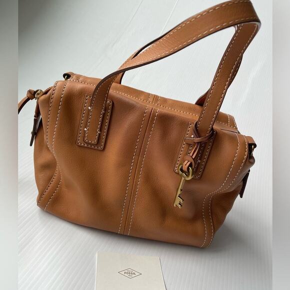 Fossil Emma leather satchel tan purse - Picture 1 of 16